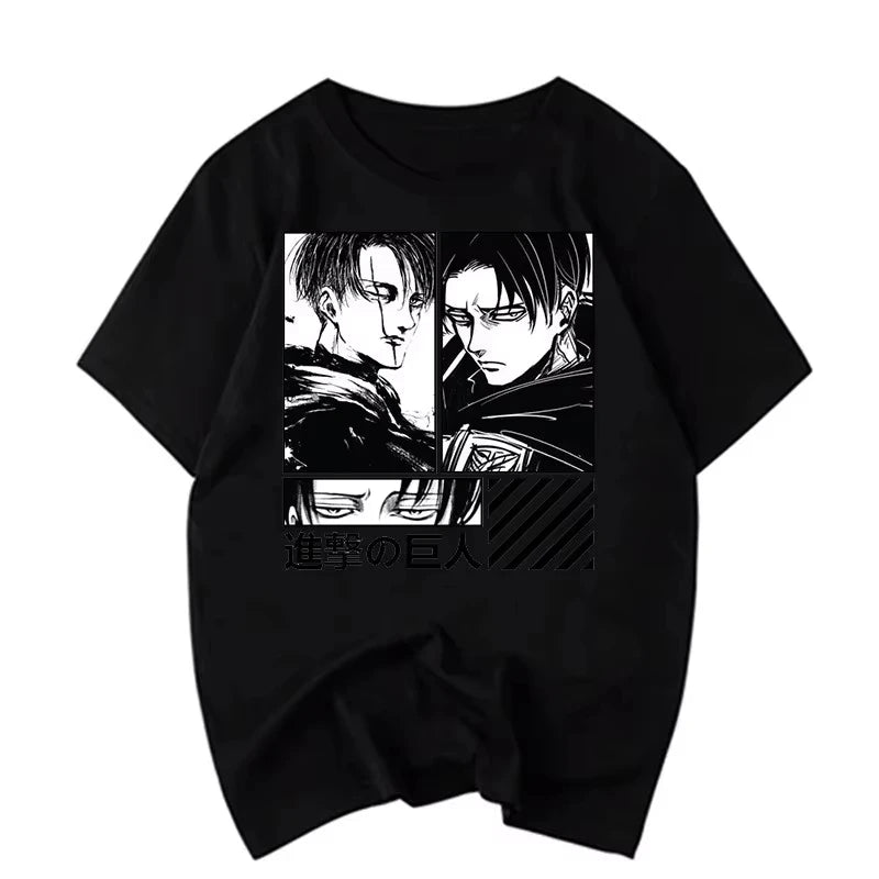 Attack on Titan Anime Levi Ackerman Printed T-shirt  Summer unisex Loose and Breathable cotton T-shirt Top