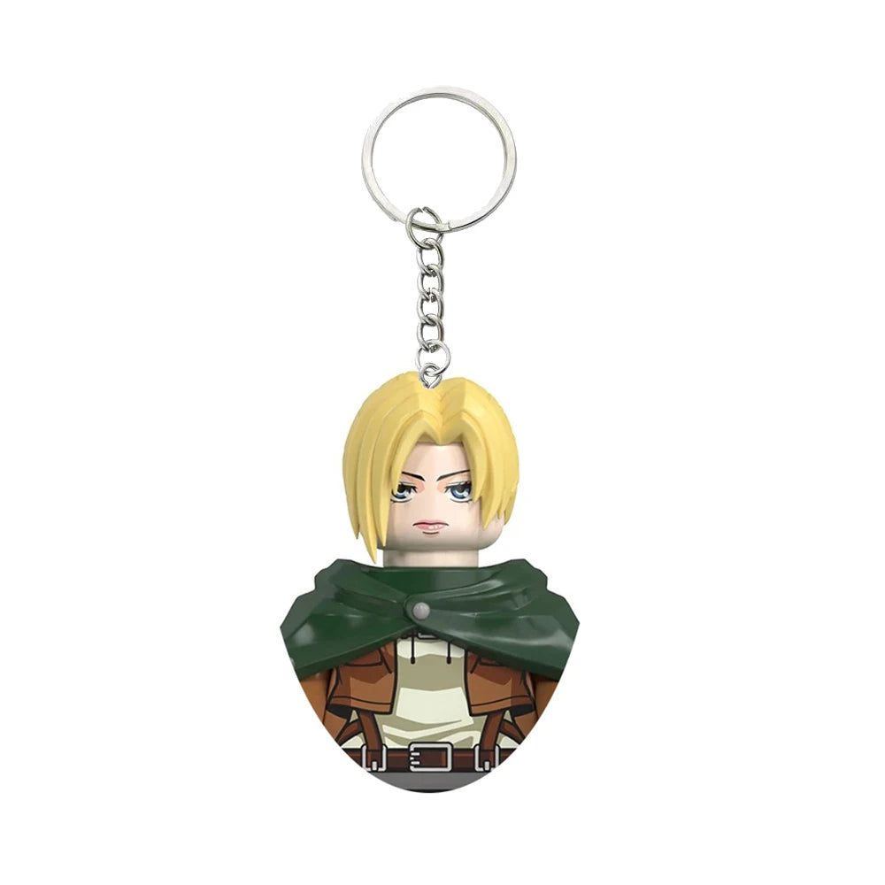 New Attack on Titan Minifigure Keychain Shingeki No Kyojin Eren Levi Mikasa Anime Action Figures Toys for Kids Gift