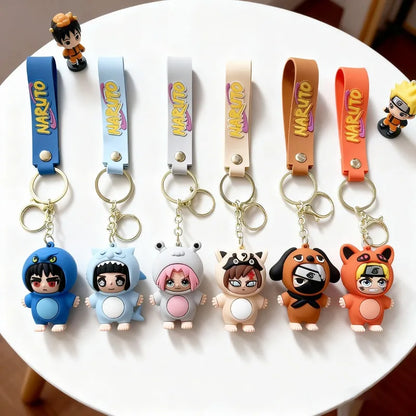 Q version of Naruto cartoon character key chain cartoon PVC doll pendant car key chain backpack jewelry fans collect gifts.