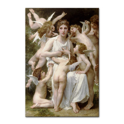 Arthyx,Print Love On The Look Out Of William Adolphe Bouguereau Oil Paintings On Canvas,Classical Wall Picture Living Room Decor