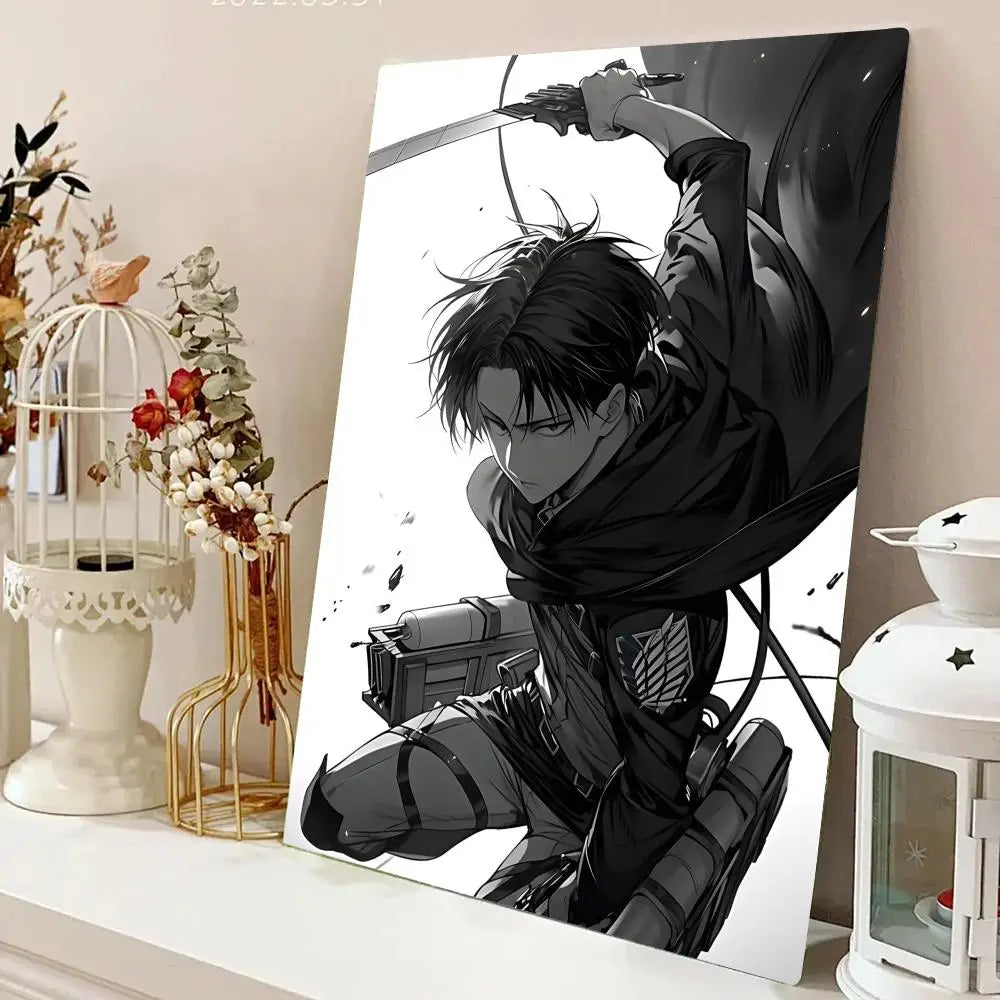 AZNM Attack on Titan Anime Canvas Wall Art, Levi Ackerman Print, Shingeki no Kyojin Home Decor Poster