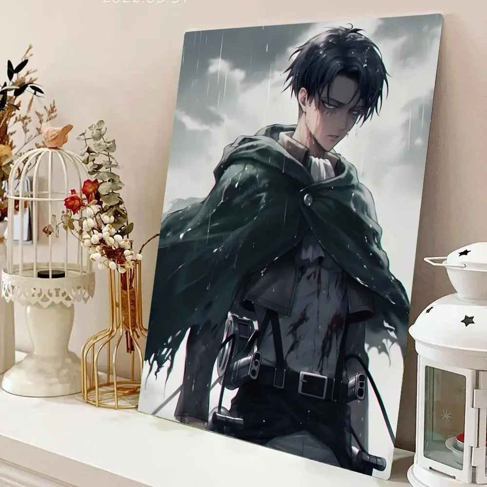 AZNM Attack on Titan Anime Canvas Wall Art, Levi Ackerman Print, Shingeki no Kyojin Home Decor Poster