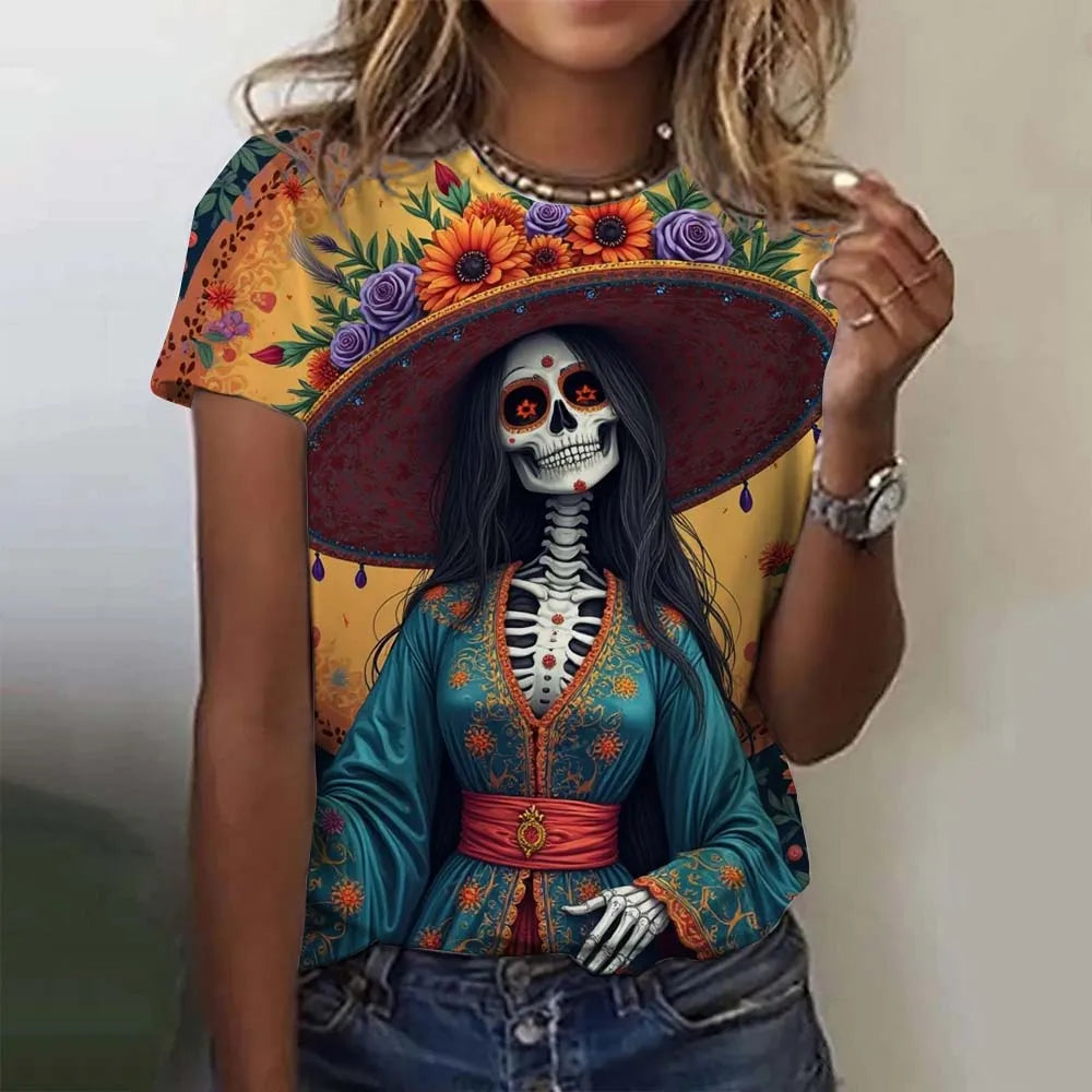 Day of the Dead Skull Oversized T-Shirt