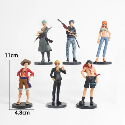 6pcs Anime One Piece Figures Monkey D. Luffy Roronoa Zoro Sanji Action Model Pvc Desktop Statue Ornament Collection Toys Gifts