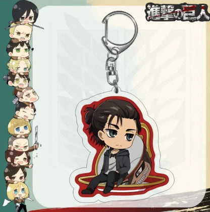Acrylic Keychain for Attack On Titan Levi Annie Erwin Historia Hange Chibi Version Acrylic Key Buckle Anime Decoration Pendant