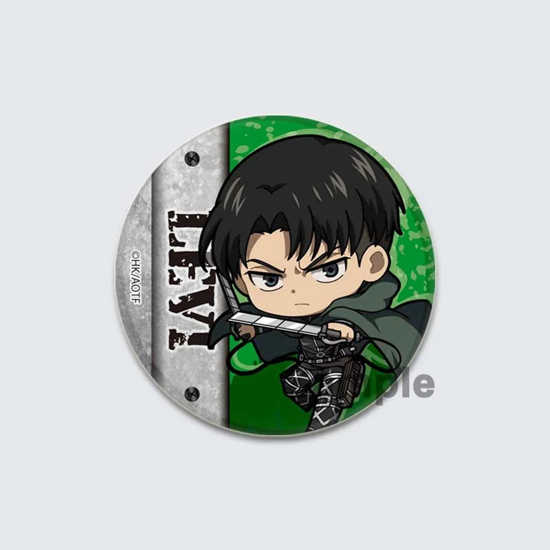 Eren Levi Armin Arlert Erwin Cartoon Badge Attack on Titan Brooches on Backpack Clothes Handmade Round Pins for Gift Accessory