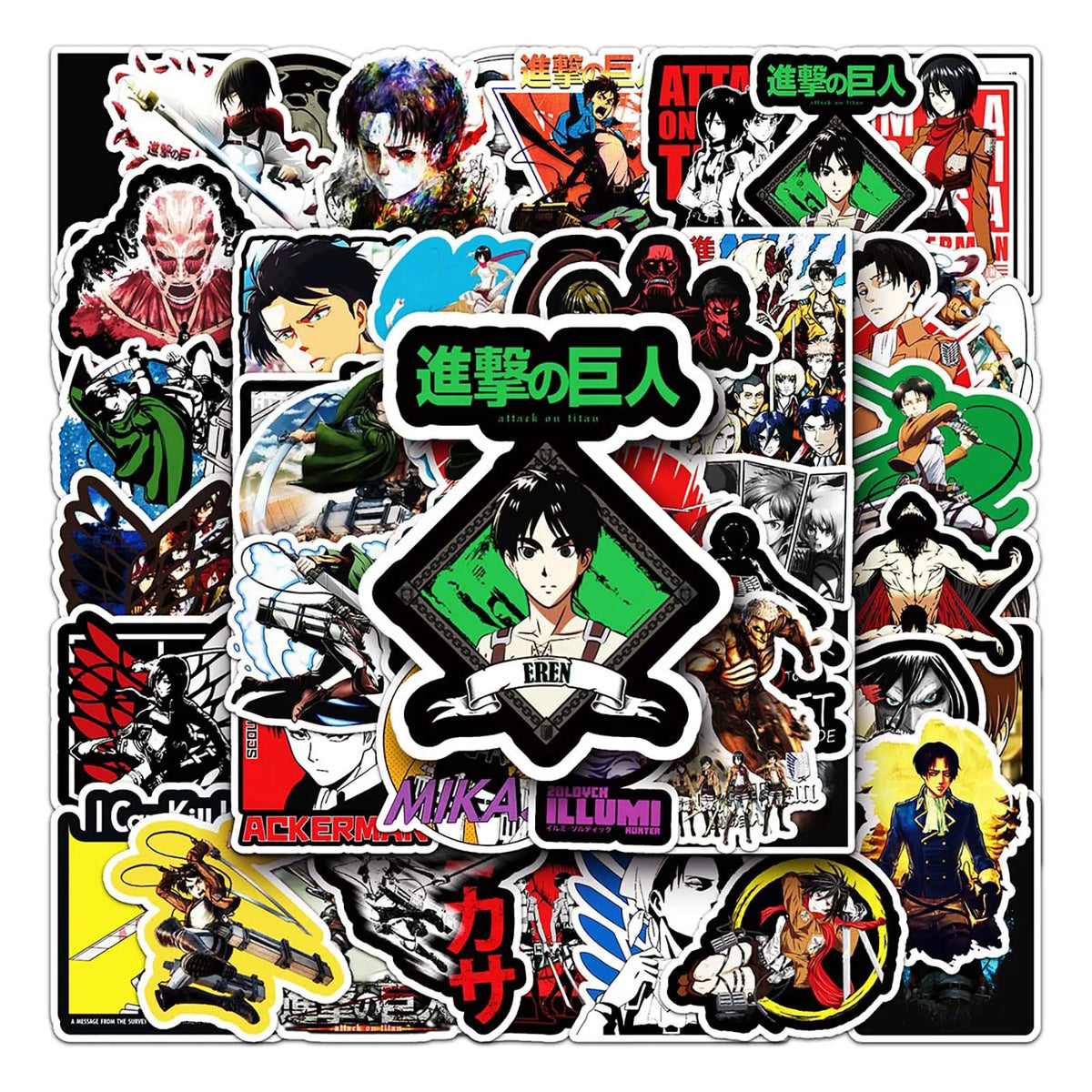 51PCS Attack on Titan Stickers Mikasa Graffiti Stickers DIY Diary Phone Case Handmade Scrapbook Aesthetic Stickers