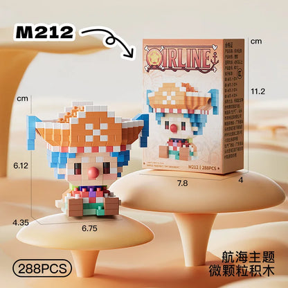 New ONE PIECE Sun God Nika Luffy Micro Action Block Chopper Ace Buggy 3D Anime Model Assembly Mini Bricks Figure Toys For Gift