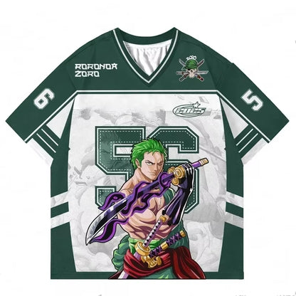 2026 Summer One Piece Luffy Retro Cosplay T-shirt Men's Oversized 3D Printed Short-sleeved Family Unisex Children's Sports Shirt