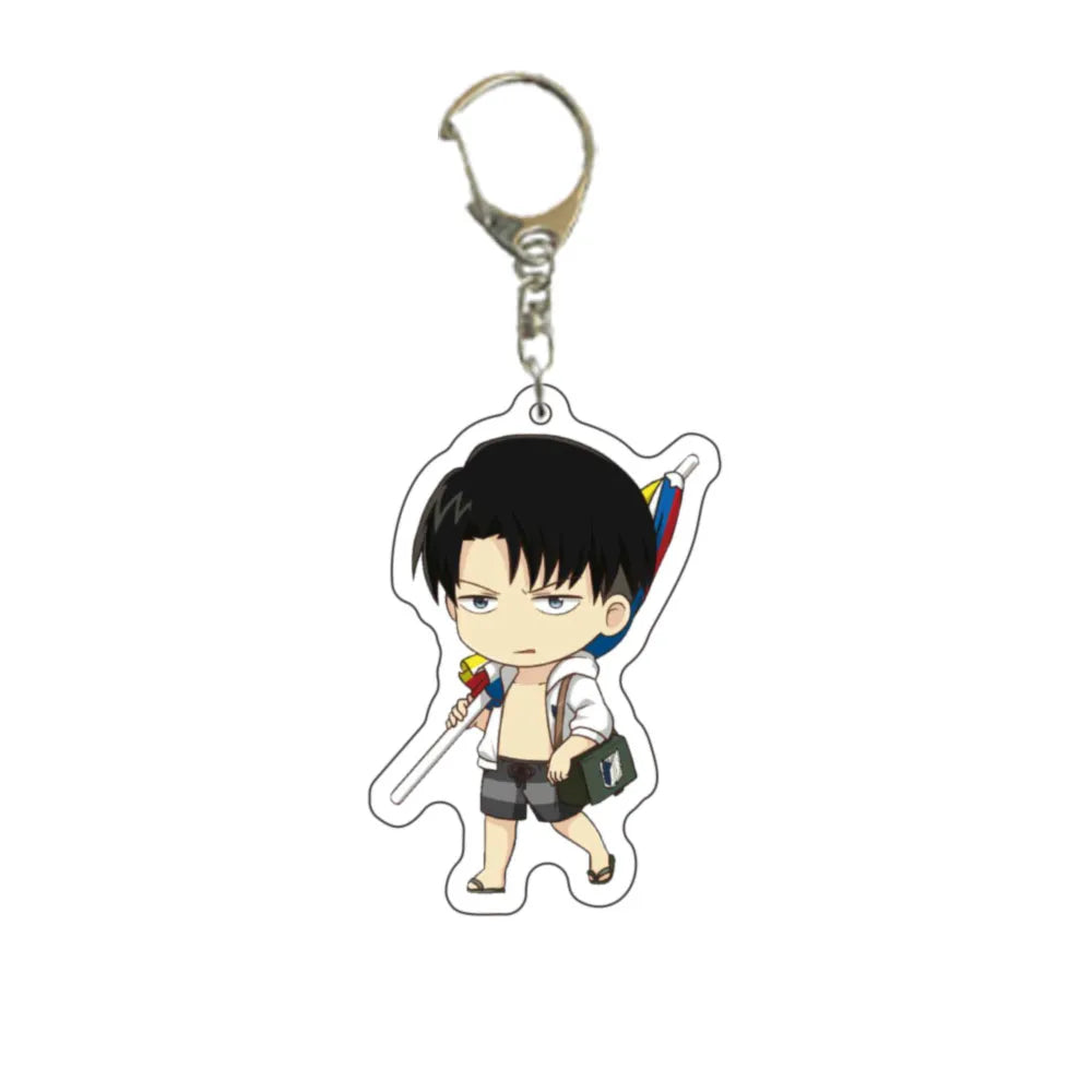 55MM Anime Attack on Titan Figure Eren Jaeger Mikasa Ackerman Armin Arlert Erwin Smith Levi Ackerman Acrylic Keychain Cute Gifts