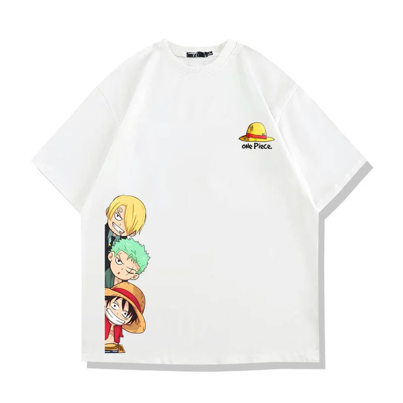 One Piece Straw Hat Pirates Unisex T-shirt 2026 Summer New Popular Anime Printed American Casual Family Short Sleeved Top