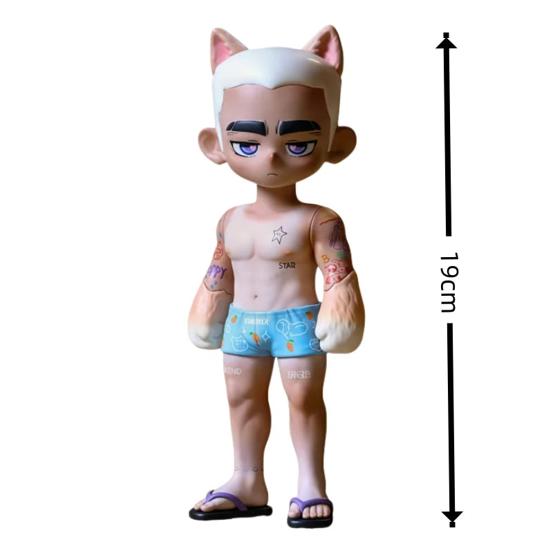 Toos Deer Head Boy Figure Muscle Guy Handsome Boy with Tattoo Warrior Doll Running Park Collection Ornament Accompany Gift