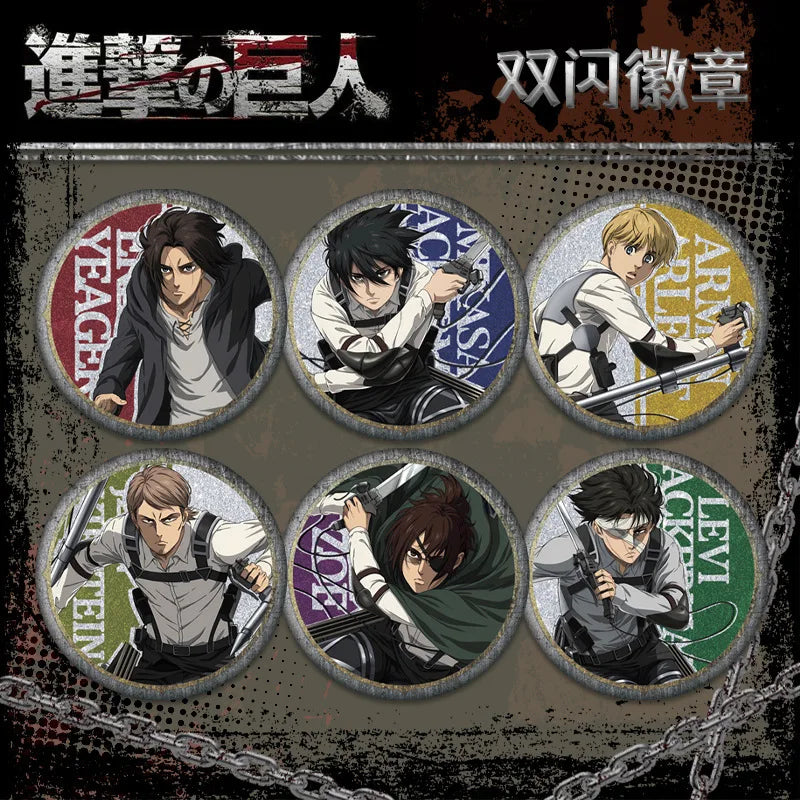 Attack on Titan 58 Badge Plain Glossy Film 58 Pin Anime Eren Yeager Ackerman Merchandise Souvenirs Collectibles Action Figures