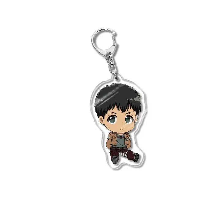 Attack On Titan Acrylic Figure Display Cartoon Keychain Eren Mikasa Levi Anime Desk Ornament Key Ring Accessories Q Version