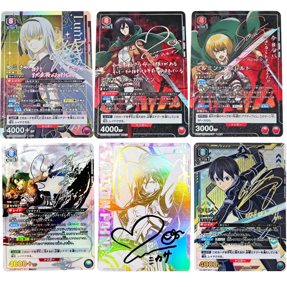 Anime Union Arena Collection Card Attack On Titan Mikasa Ackerman Armin Arlert SR Signed Card Refractive Flash Card Textured