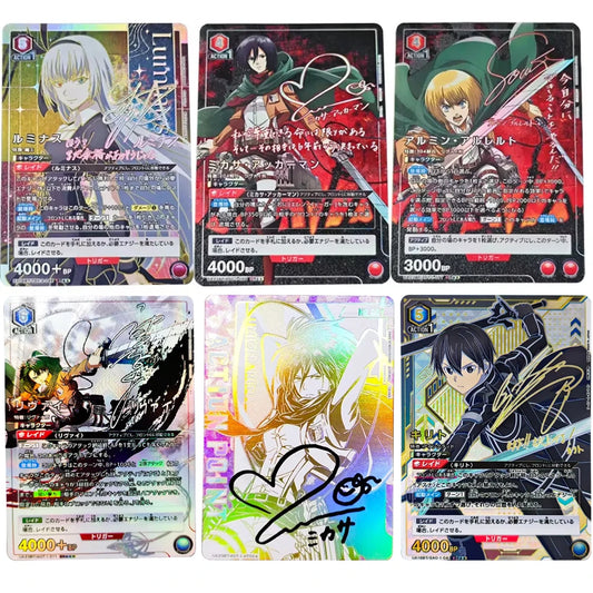 Anime Union Arena Collection Card Attack On Titan Mikasa Ackerman Armin Arlert SR Signed Card Refractive Flash Card Textured