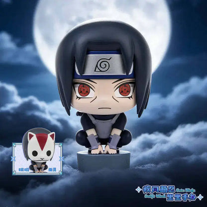 Eaki Naruto Shippuden Itachi Uchiha Sitting Chibi Figure Blind Box Magnetic Mask Collectible Anime Figurine Desk Decoration Gift