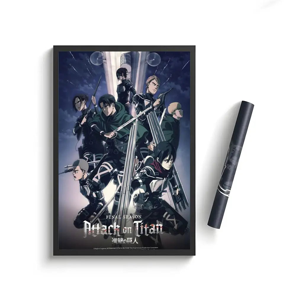 Anime Attack on Titan Poster Stickers Painting Self-Adhesive Wall Decals for Room Home HD Decor Gift