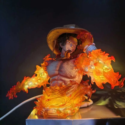 Anime One Piece Ace Figure Portgas D Ace Action Figurine PVC Glowing Statue Collectible Model Toys for Childern Christmas Gifts