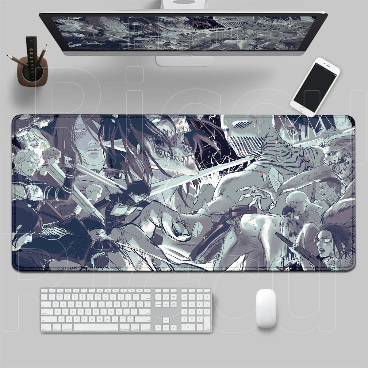 New HD Printing Attack on Titan Anime Desk Mat Large Lock Edge Mouse Pad Computer Mousepad Gaming Laptop Keyboard Mouse Mats Rug