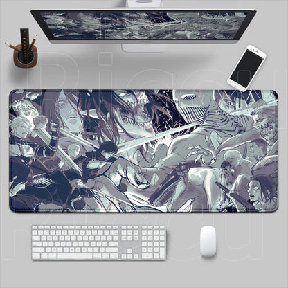 New HD Printing Attack on Titan Anime Desk Mat Large Lock Edge Mouse Pad Computer Mousepad Gaming Laptop Keyboard Mouse Mats Rug