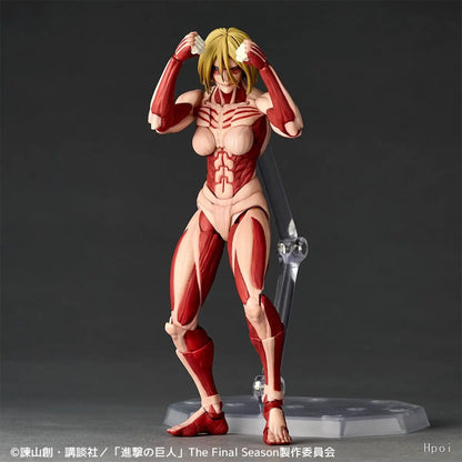 Attack on Titan The Female Titan Annie Leonhart Kaiyodo Revoltech Yamaguchi Anime Action Figures Figurine Ko Model Toys gifts
