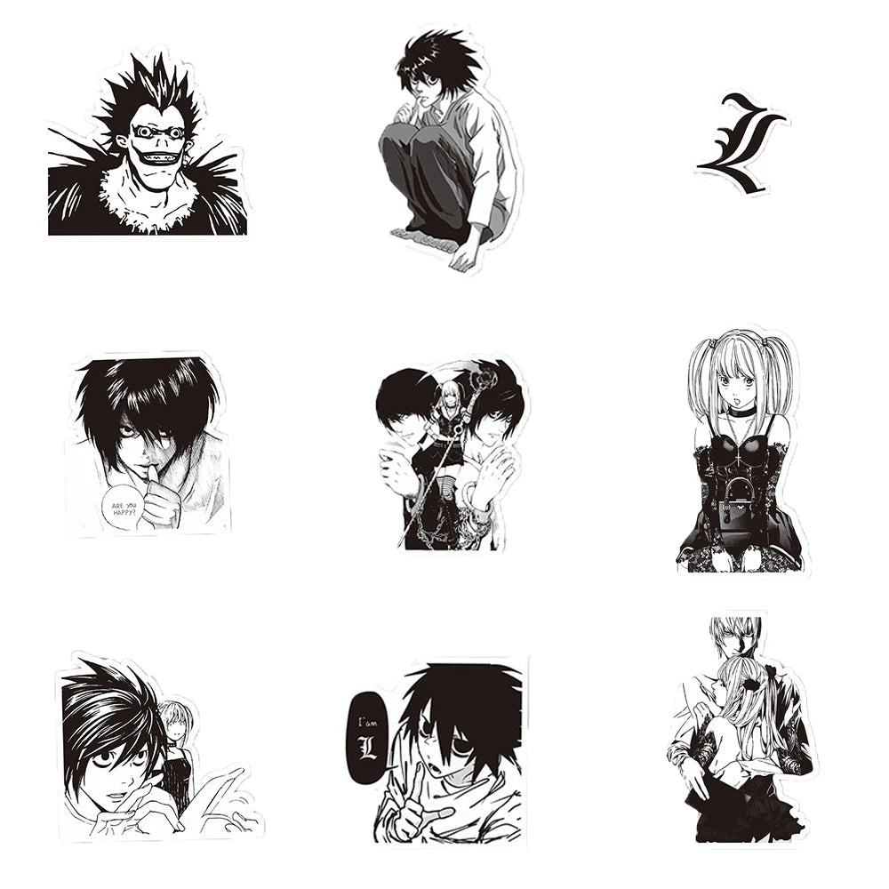 10/30/65pcs Japan Classic Anime Death Note Stickers Toy DIY Computer Luggage Phone Bike Waterproof Cool Cartoon Sticker for Kids