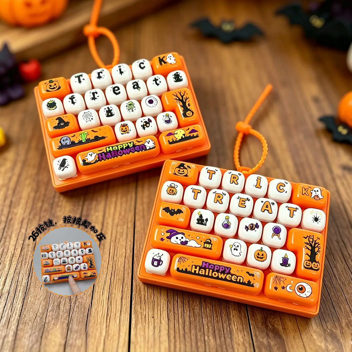 New Giant Keycap Keycap 26-piece Set Keychain Keycap Clicker Bag Charms Key Caps Keyboard Fidgets Clicker Halloween Xmas Gifts