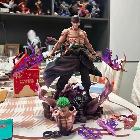 One Piece Explosive Energy Roronoa Zoro Double Head Anime Figure Pvc Collectible Model Statue Decoration Toys Doll Birthday Gift