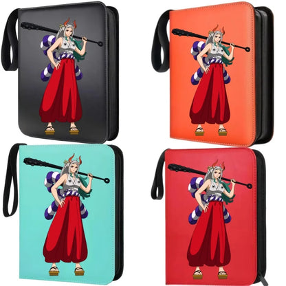 400pcs Large Capacity PU Zipper Card Album One Piece Luffy Zoro Nami 4-grid Loose-leaf Card Binder Anime Collectors Kids Gift