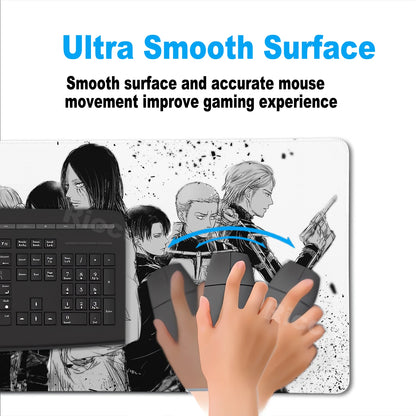 Anime Attack on Titan XXL Desk Mat Large Black White Mouse Pad Gamer Computer Mousepad Gaming Laptop Keyboard Mouse Mats Carpet