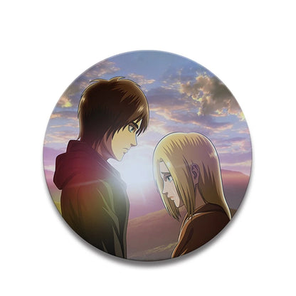 58mm Anime Attack on Titan Eren Jaeger Mikasa Ackerman Erwin Smith Cosplay COSTUME Badge Pin SPTE Tinplate Brooch Prop Xmas Gilf