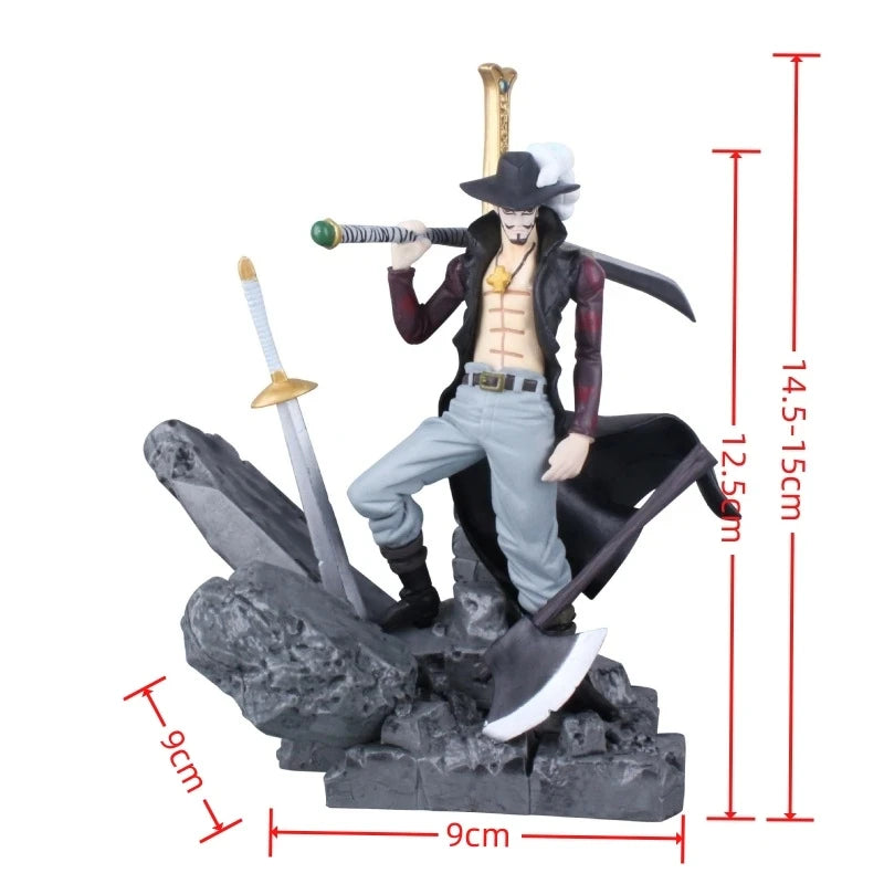 One Piece Anime Figure The Battle Over The Dome Dracule Mihawk Action Figure Model Figma Statue Collection Toy Desktop Decoratio