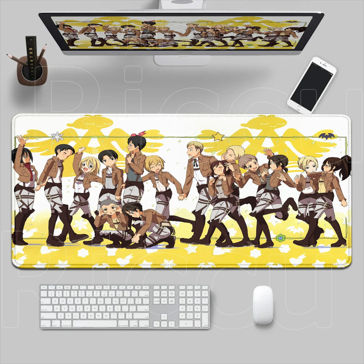 New HD Printing Attack on Titan Anime Desk Mat Large Lock Edge Mouse Pad Computer Mousepad Gaming Laptop Keyboard Mouse Mats Rug