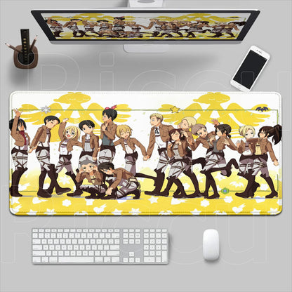 New HD Printing Attack on Titan Anime Desk Mat Large Lock Edge Mouse Pad Computer Mousepad Gaming Laptop Keyboard Mouse Mats Rug