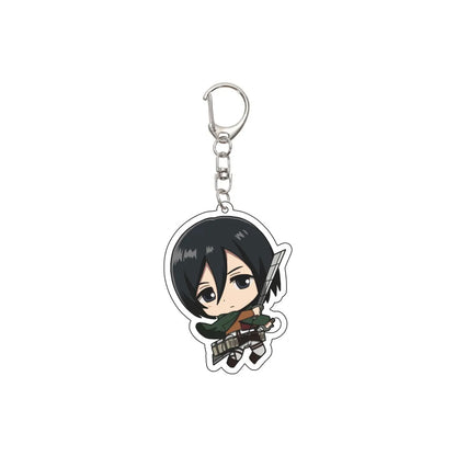 55MM Keychain Anime Attack on Titan Eren Jaeger Mikasa Ackerman Levi Ackerman Hanji Zoe Erwin Smith Acrylic Key Chain Cute Gifts
