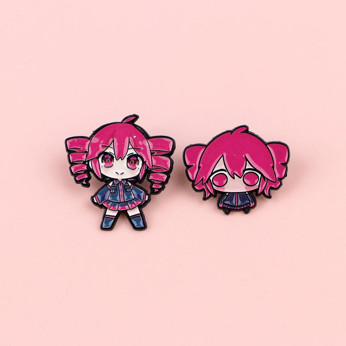 Cute Pink Girl Brooches on Clothes Lapel Pins for Backpack