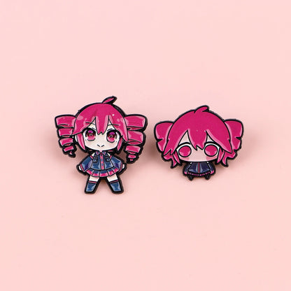 Cute Pink Girl Brooches on Clothes Lapel Pins for Backpack