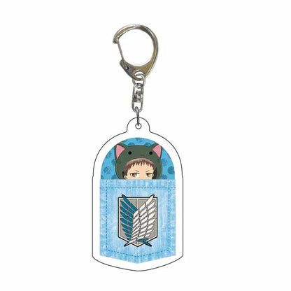 Attack On Titan Anime Peripheral Acrylic Figure Display Keychain Pendant Eren Mikasa Levi Creative Decorative Gift Accessories