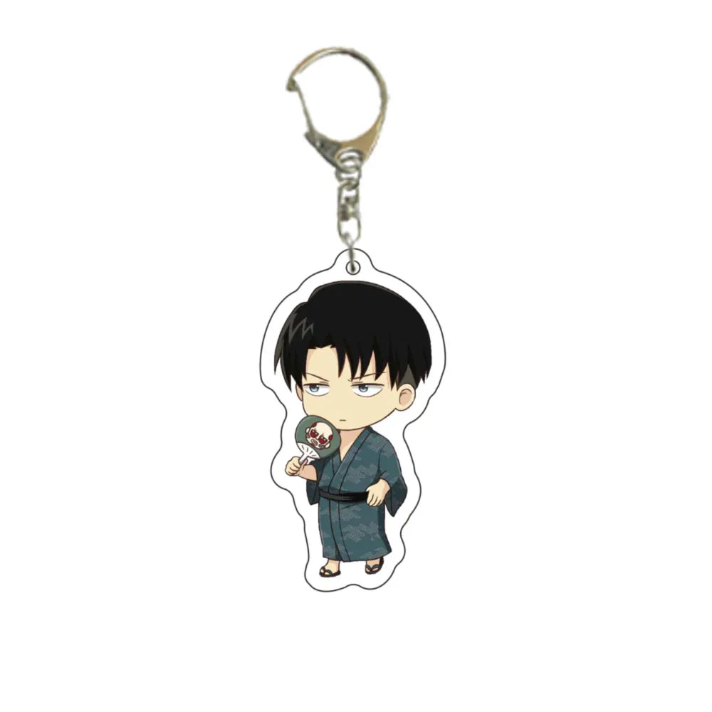 55MM Anime Attack on Titan Figure Eren Jaeger Mikasa Ackerman Armin Arlert Erwin Smith Levi Ackerman Acrylic Keychain Cute Gifts