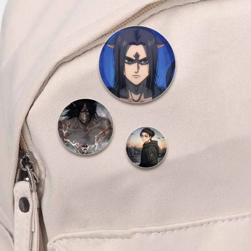 Attack on Titan Anime Brooches Erwin Eren Levi Lapel Pins Cartoon Cosplay Badge Gifts Accessories Backpack Clothes Decor Jewelry