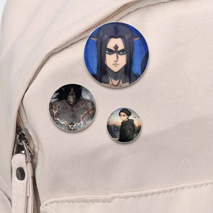Attack on Titan Anime Brooches Erwin Eren Levi Lapel Pins Cartoon Cosplay Badge Gifts Accessories Backpack Clothes Decor Jewelry