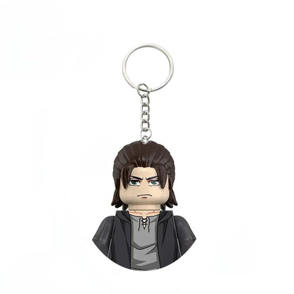 Anime Attack on Titan Building Blocks Keychain Mini Figure Keyring Collectible Toy Pendant for Bag Accessories Fans Gift