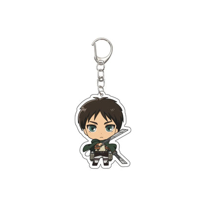 55MM Keychain Anime Attack on Titan Eren Jaeger Mikasa Ackerman Levi Ackerman Hanji Zoe Erwin Smith Acrylic Key Chain Cute Gifts