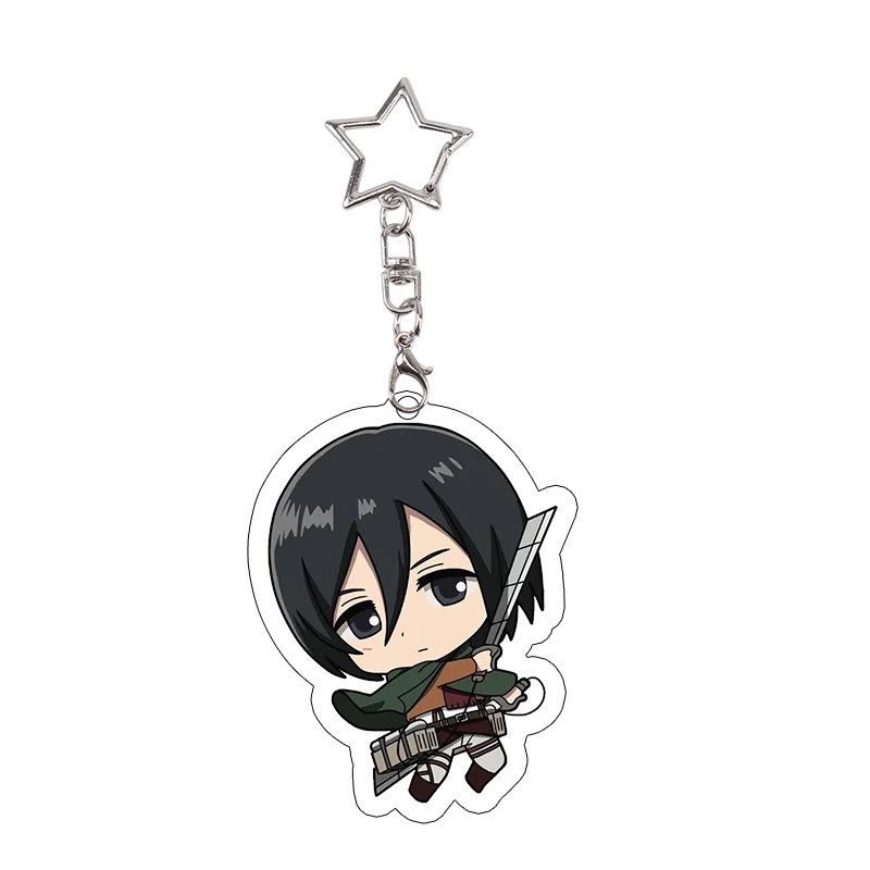 26pcs Attack on Titan Acrylic Keychain Mikasa Annie Levi Chibi Keyring Key Accessories Pendant Collect Reiner Birthday Gift