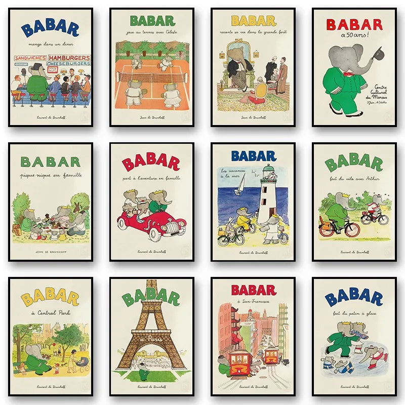 Babar Family Car Canvas Poster