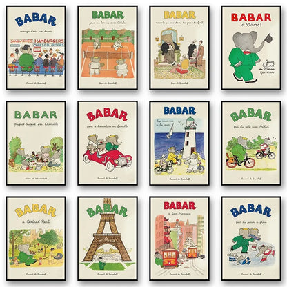 Babar Family Car Canvas Poster