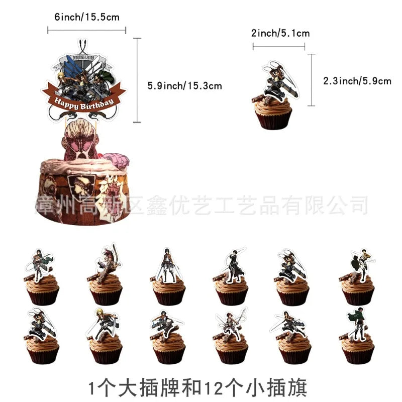 Attack on Titan Anime Birthday Party Cake Decoration Balloon Pull The Flag Rivaille Eren Party Props