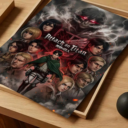 Anime Attack on Titan Poster Self-adhesive Art Waterproof Paper Sticker Coffee House Bar Room Wall Decor