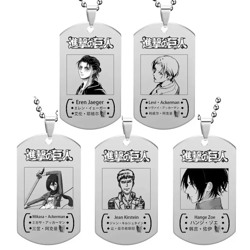 New Attack on Titan Levi Ackerman Hans Zoe Titanium Steel Necklace Retro Punk Accessories Anime Fashion Trend Pendant Gift